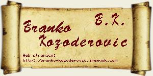 Branko Kozoderović vizit kartica